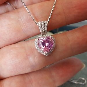 Pink Sapphire Cubic Zirconia Heart Pendant